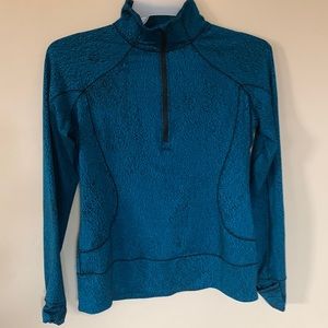 Lululemon Sweater Womens Blue Black Pullover Quarter Zip Casual Yoga size 10